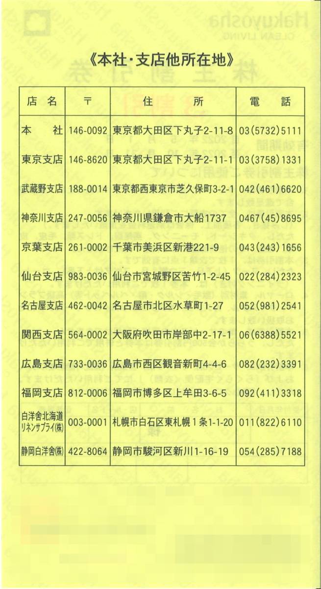 白洋舎 株主優待 クリーニング ３割引券 ※有効期限：2022年10月31日 衣替え クリーニング ３０％ＯＦＦ_画像2