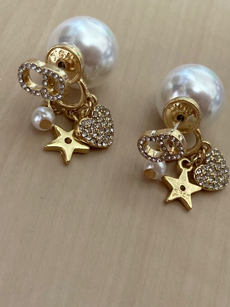 DIOR ピアス CD ゴールド ハート 星 スター - アクセサリー