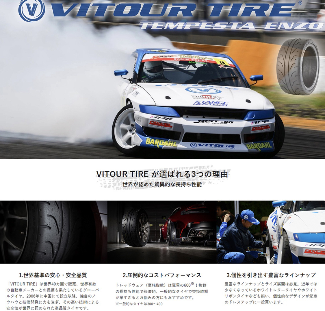 ハイグリップ　VITOUR　TIRE　TEMPESTA　ENZO（ヴィツァータイヤ　テンペスタエンツォ）V-０２R　215/45R17　TW200 ドリフト_画像1