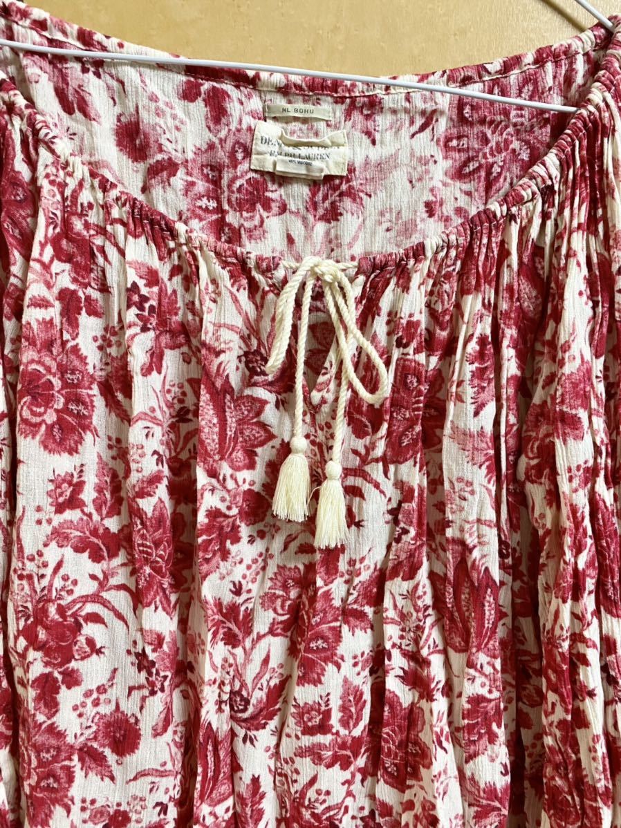 DENIM&SUPPLY Denim & supply RALPH LAUREN Ralph Lauren floral print shirt blouse red * white group S size 