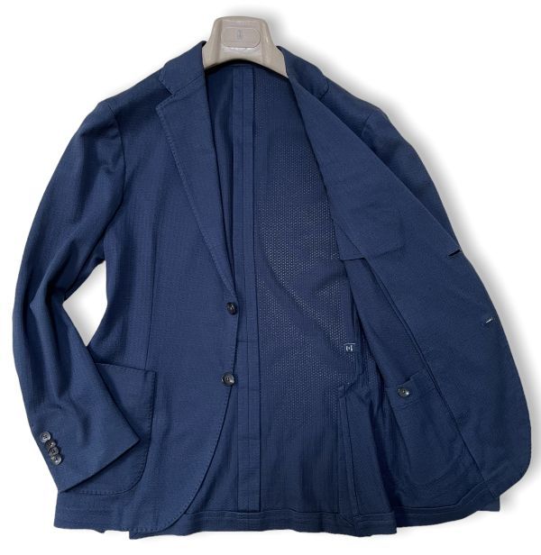 テーラードジャケット 46(M) コットン ネイビー イタリア製 軽快な生地感 ブートニエール 春夏 ＃97 メンズファッション 