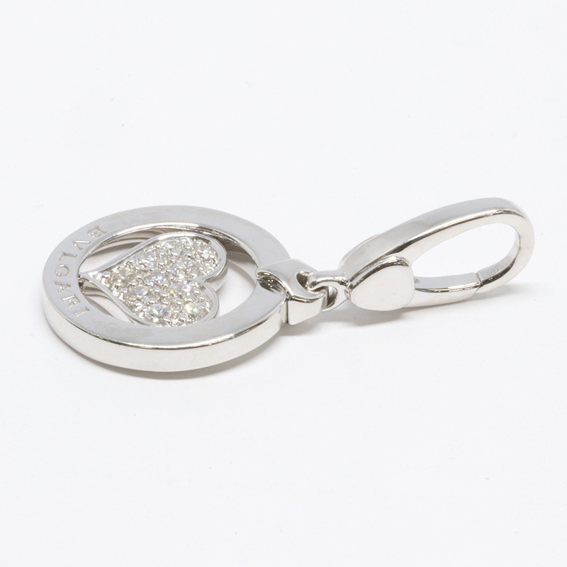 BVLGARI BVLGARY тонн do Heart diamond подвеска очарование верх head K18WG белое золото бриллиант ( ломбард глициния тысяч магазин )