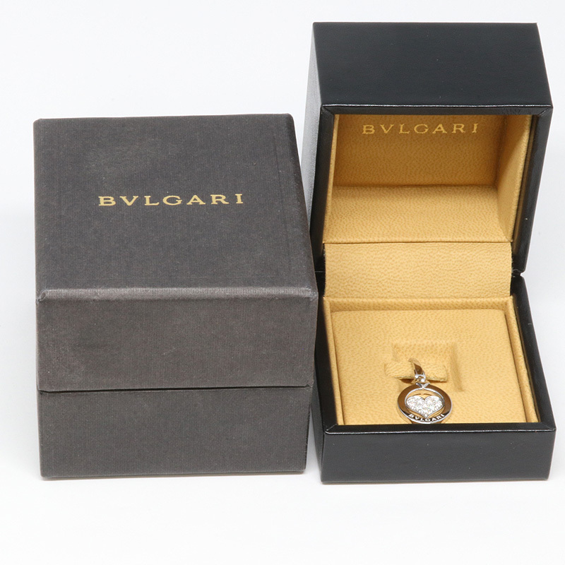 BVLGARI BVLGARY тонн do Heart diamond подвеска очарование верх head K18WG белое золото бриллиант ( ломбард глициния тысяч магазин )