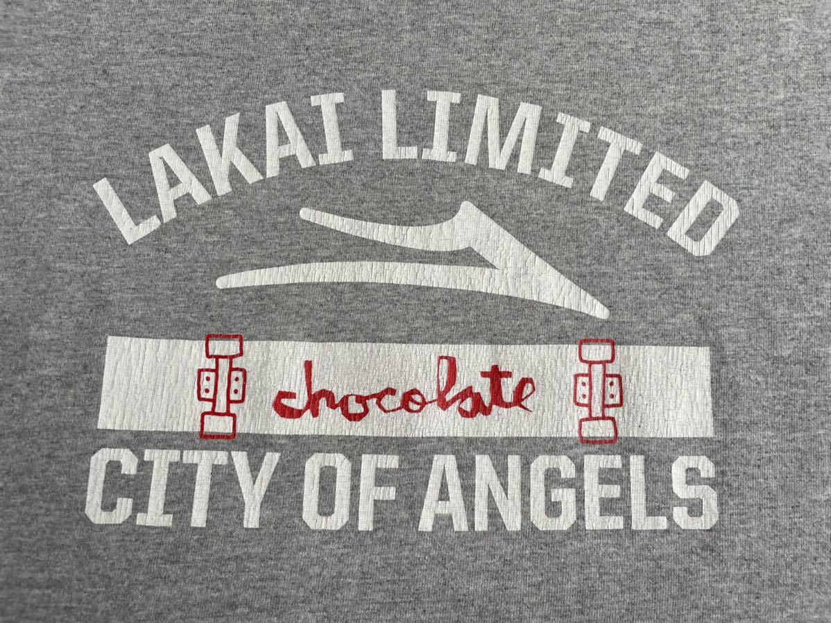 【貴重】LAKAI×chocolate コラボレーション カレッジロゴ Tシャツ ラカイ×チョコレート コラボ 半袖Tシャツ スケートボード シューズ_画像4