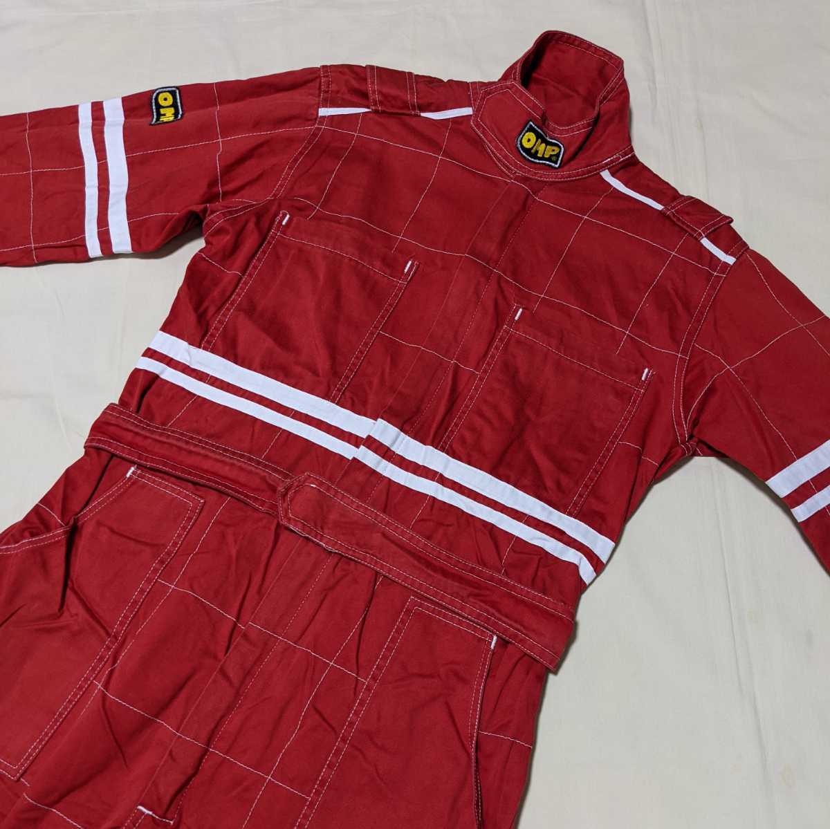 +PG10 OMPo- M pi-46 men's lady's man and woman use racing suit Cart suit red .. pattern coveralls 