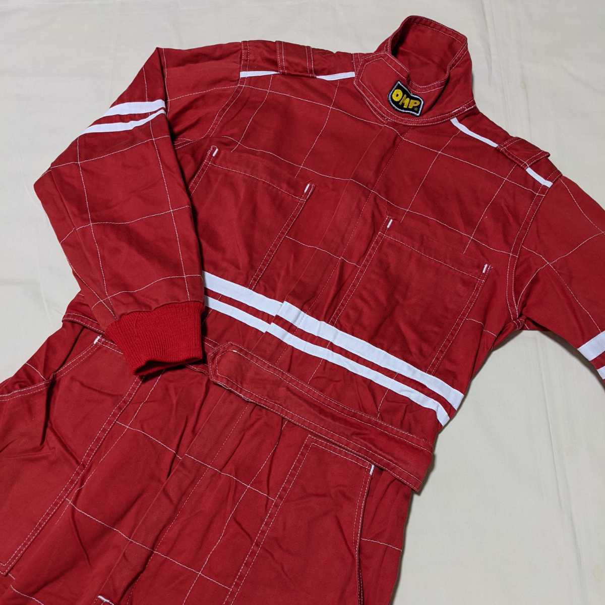 +PG10 OMPo- M pi-46 men's lady's man and woman use racing suit Cart suit red .. pattern coveralls 