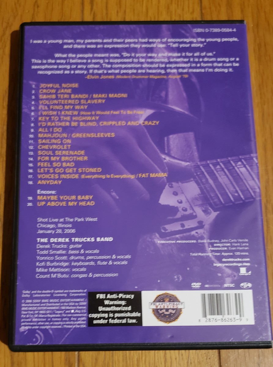デレク・トラックス・バンド / ソングラインズ・ライヴ DVD