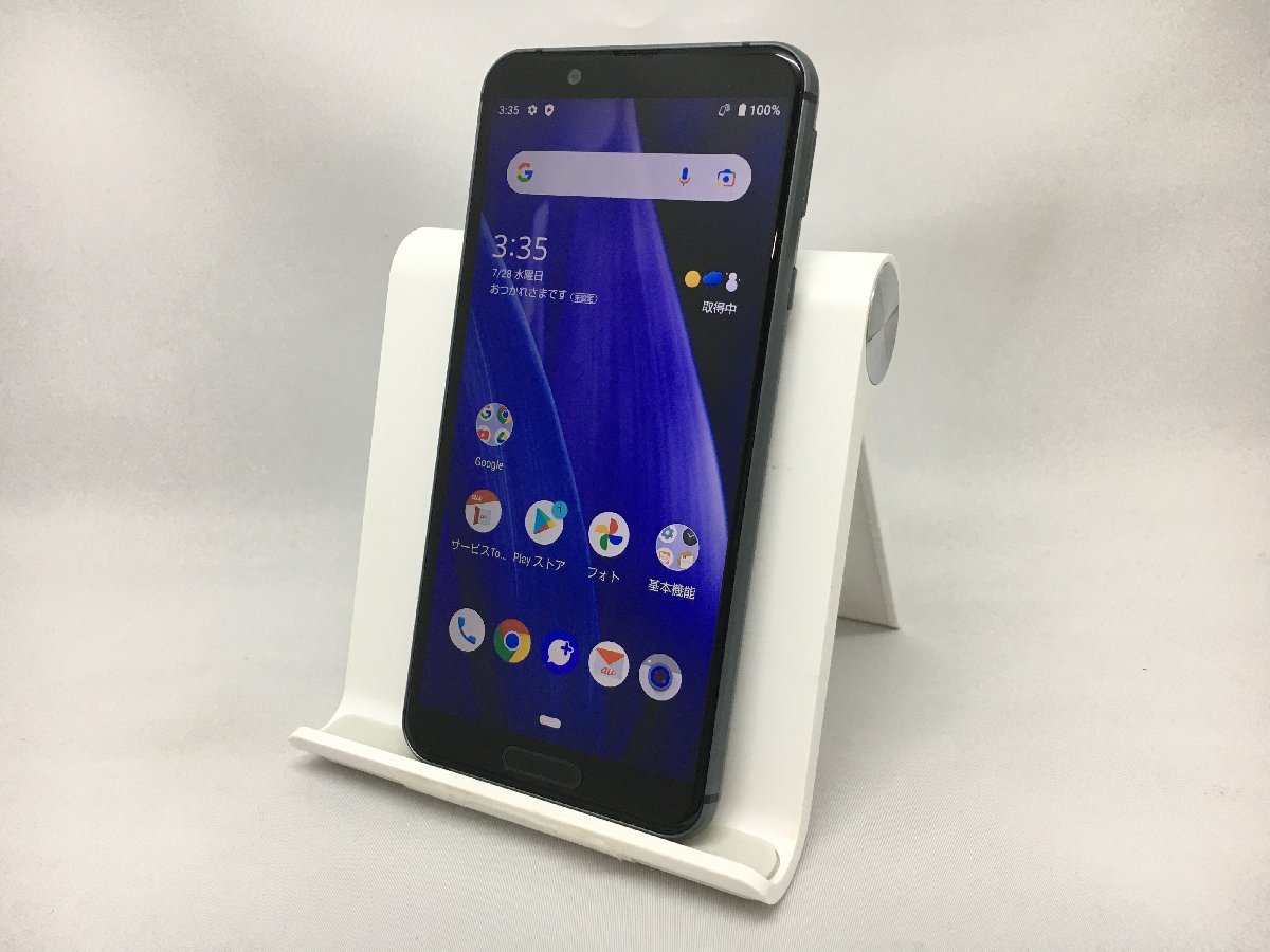 １円スタート！！【SIMロック解除済♪】AQUOS sense3 SHV45 au ブラック [San]_画像1