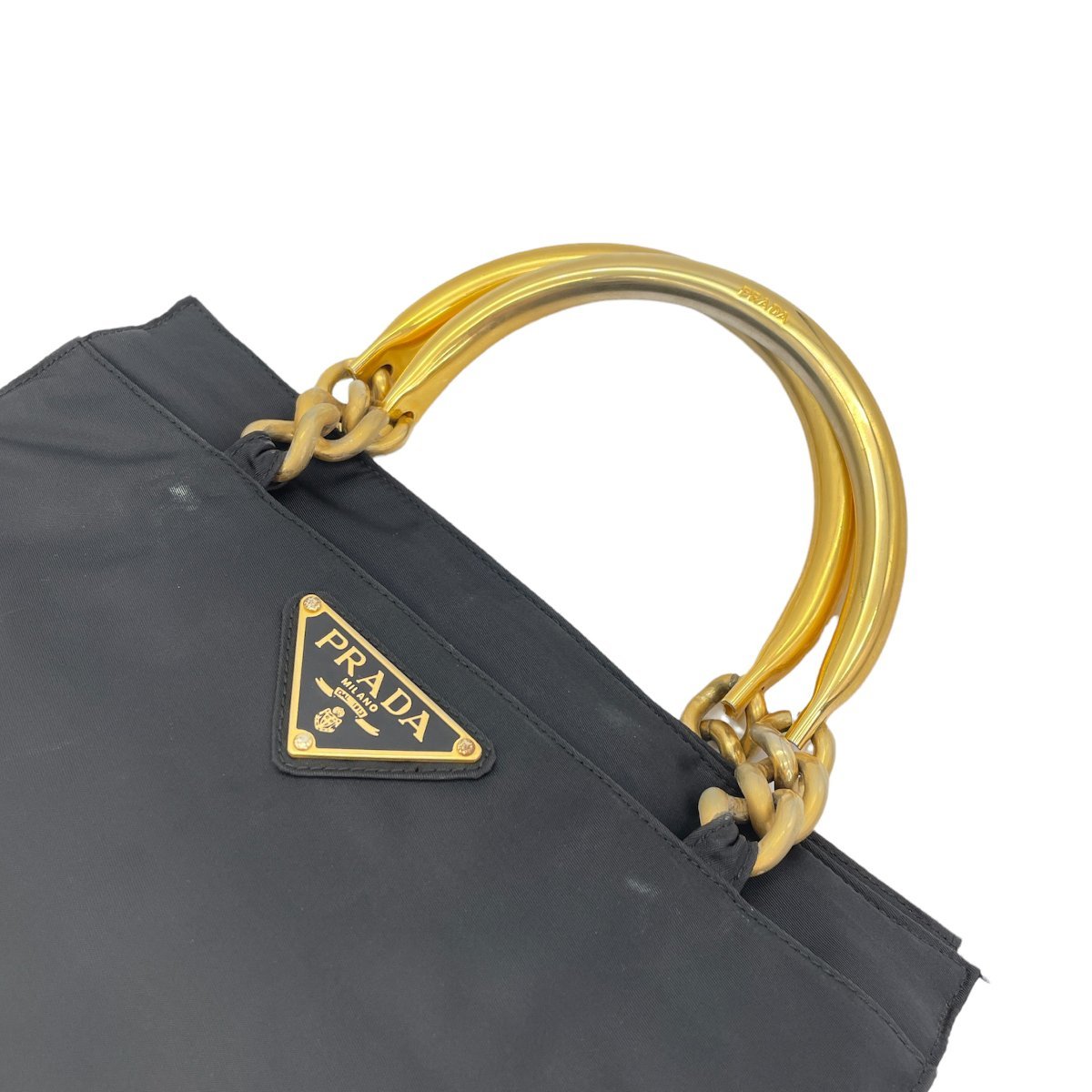 □ 1円~ 正規品 □ プラダ PRADA □ ハンド バッグ メタル ハンドル