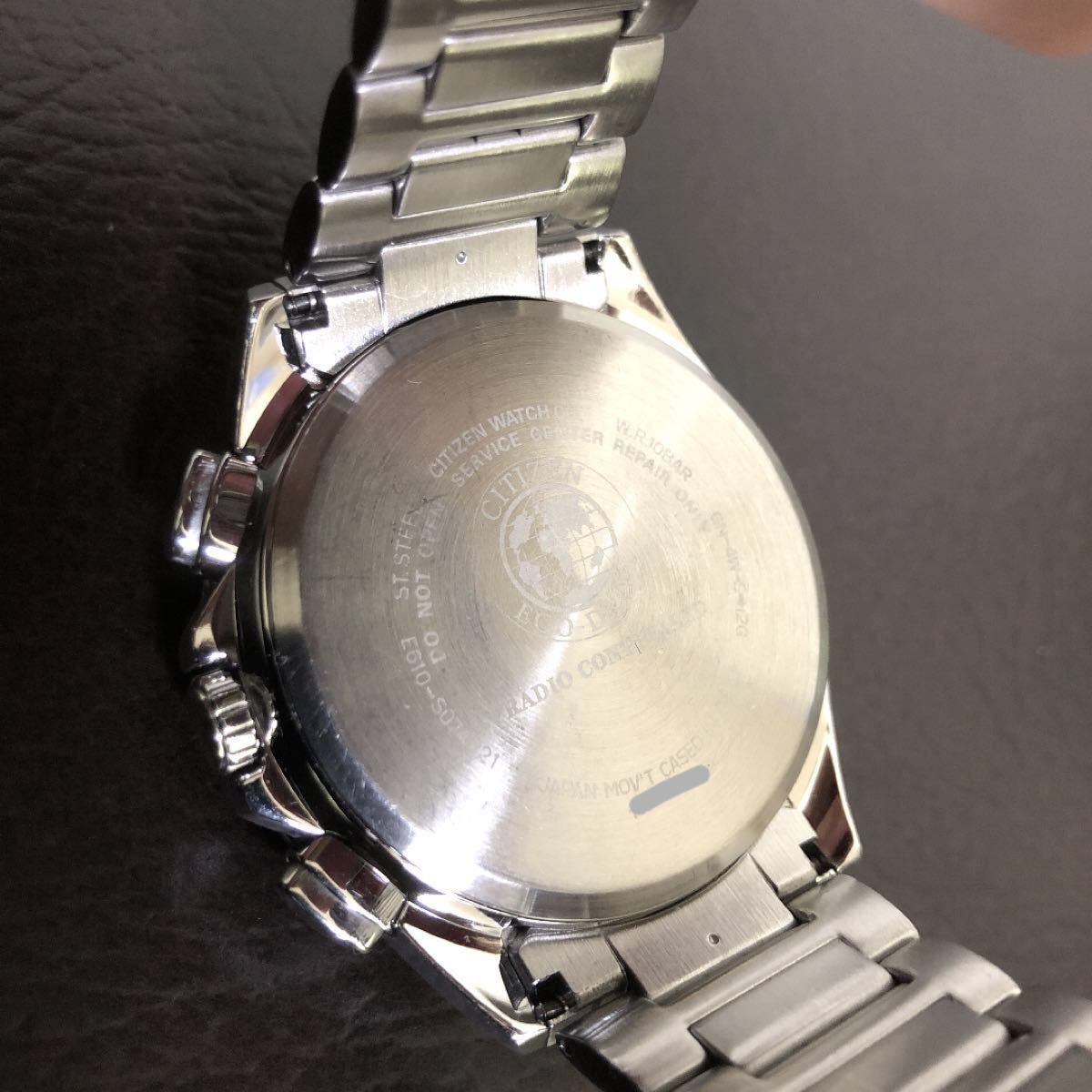 美品】CITIZEN/シチズン 電波ソーラー AT3000 黒文字盤 稼働中 orchid