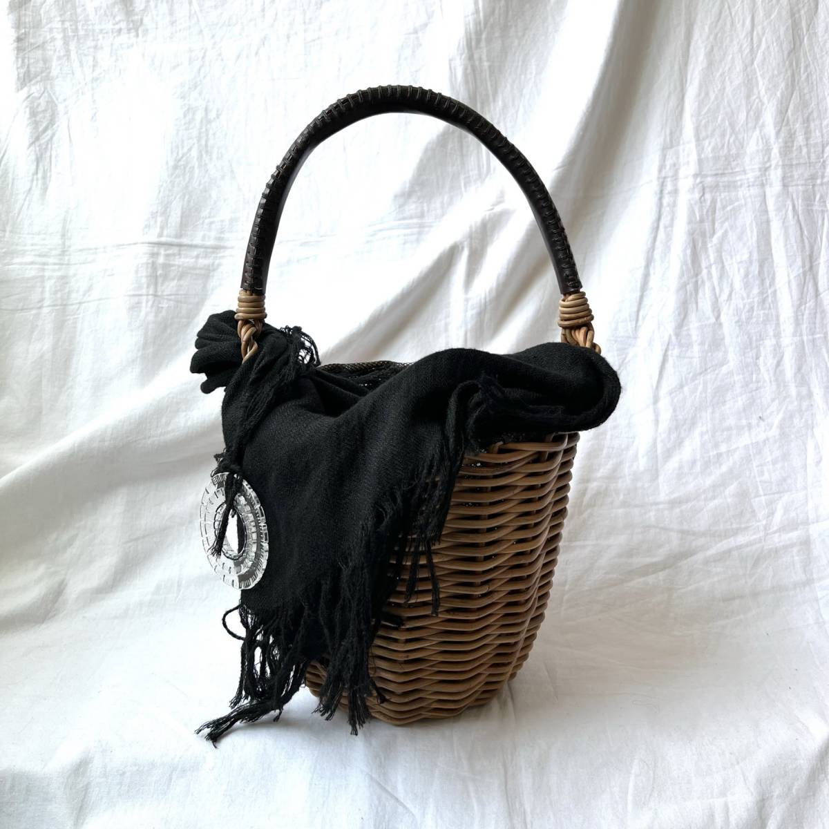 美品◇ebagos エバゴス ブライドル バケツ ハンドバッグ カゴバッグ