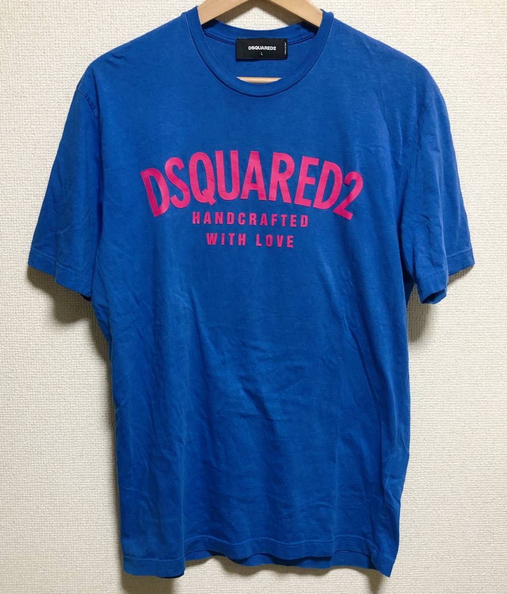 美品 ディースクエアード ロゴ Tシャツ 青 サイズL DSQUARED2_画像1