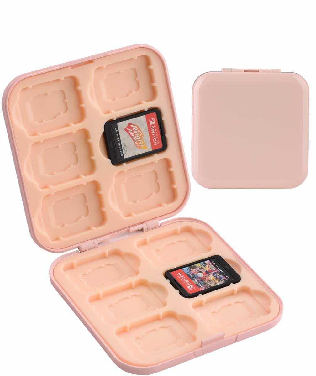【スムース質感-ピンク】Switch対応 ゲームカードケーススイッチ 防塵 Switch Lite ゲームカード Micro SDカード 収納ケース12+12_画像1