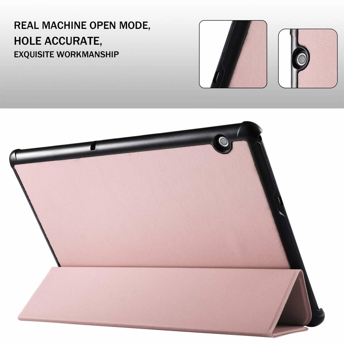 【D6MB】Huawei MediaPad T5 10 タブレット ケース 新型 NEWモデル スタンド機能付き 保護ケース 三つ折 薄型 超軽量 全面保護型_画像3