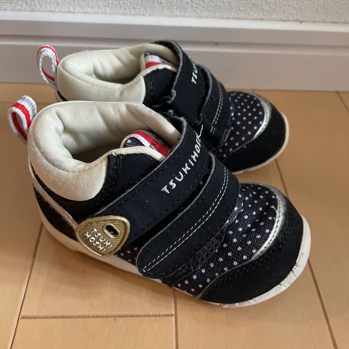 TSUKIHOSHI moonstar moon Star baby shoes sport shoes Kids sneakers 13.5cm black dot polka dot man and woman use postage 350 jpy ~