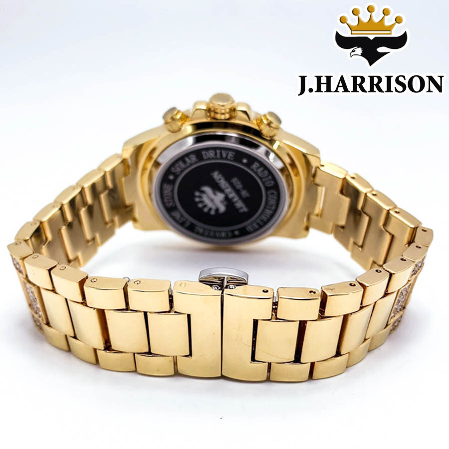 【NEW】【新品正規品】【全国対応の電波ソーラー】ジョン・ハリソン（J.HARRISON) シャニング ソーラー電波ゴールド×ブラックメンズ腕時計_画像8
