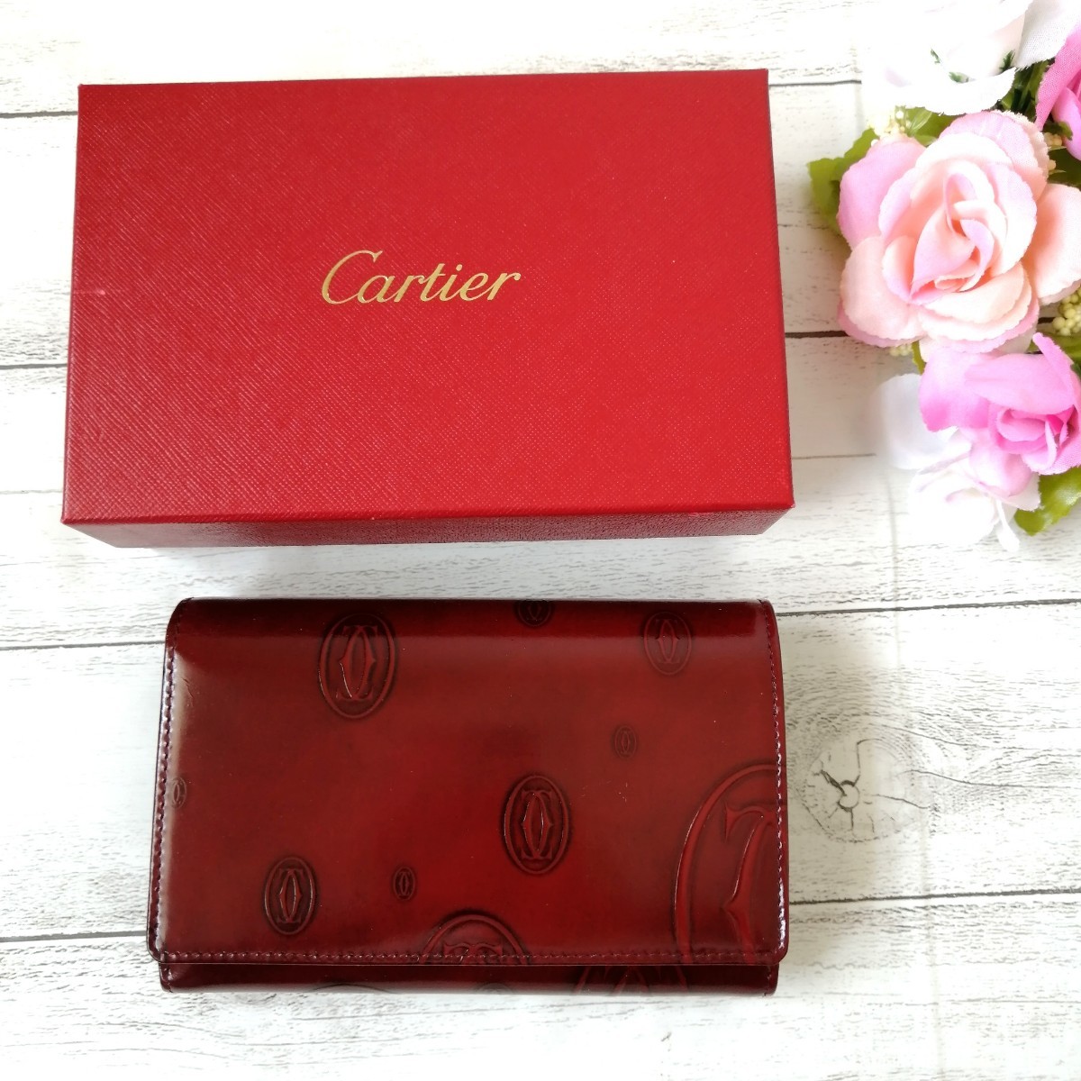 g1《新品》Cartier カルティエ がま口 三つ折り財布 長財布 小物 折り 