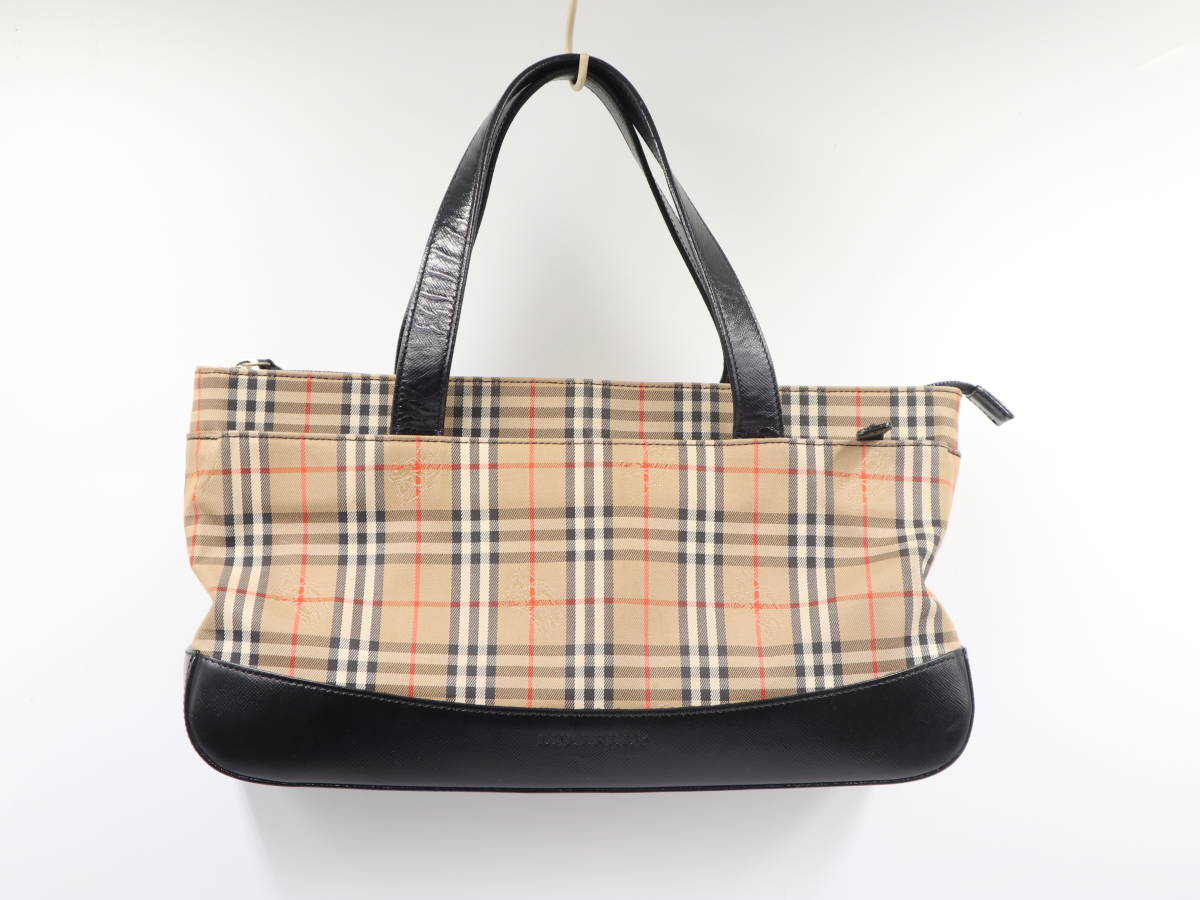 ☆BURBERRY バーバリー キャンバス レザー ノバチェック ハンドバッグ