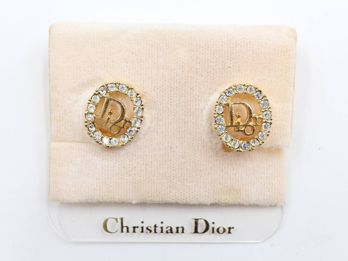 極 Christian Dior クリスチャン ディオール CDロゴ ラインストーン 