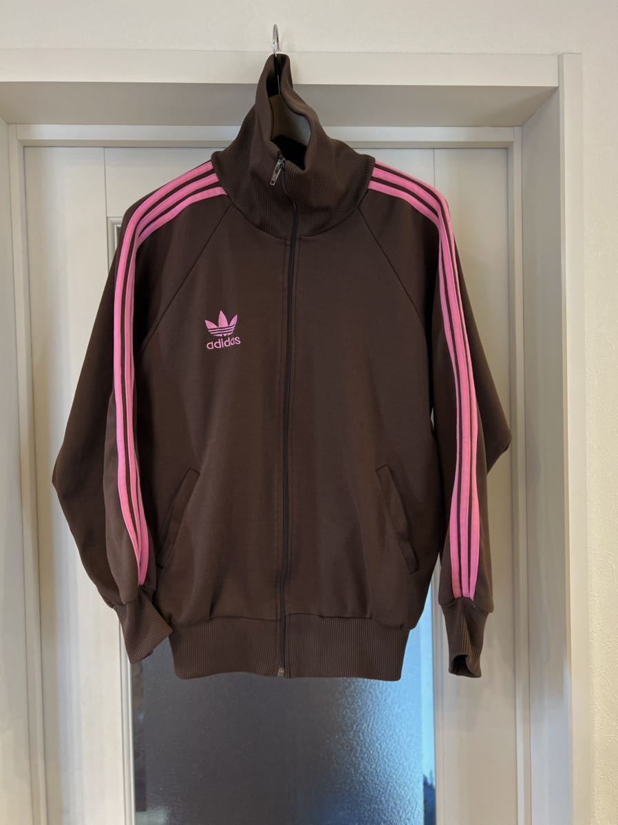 逆トレフォイル 60s70s adidas ビンテージジャージ 茶×ピンク フランス