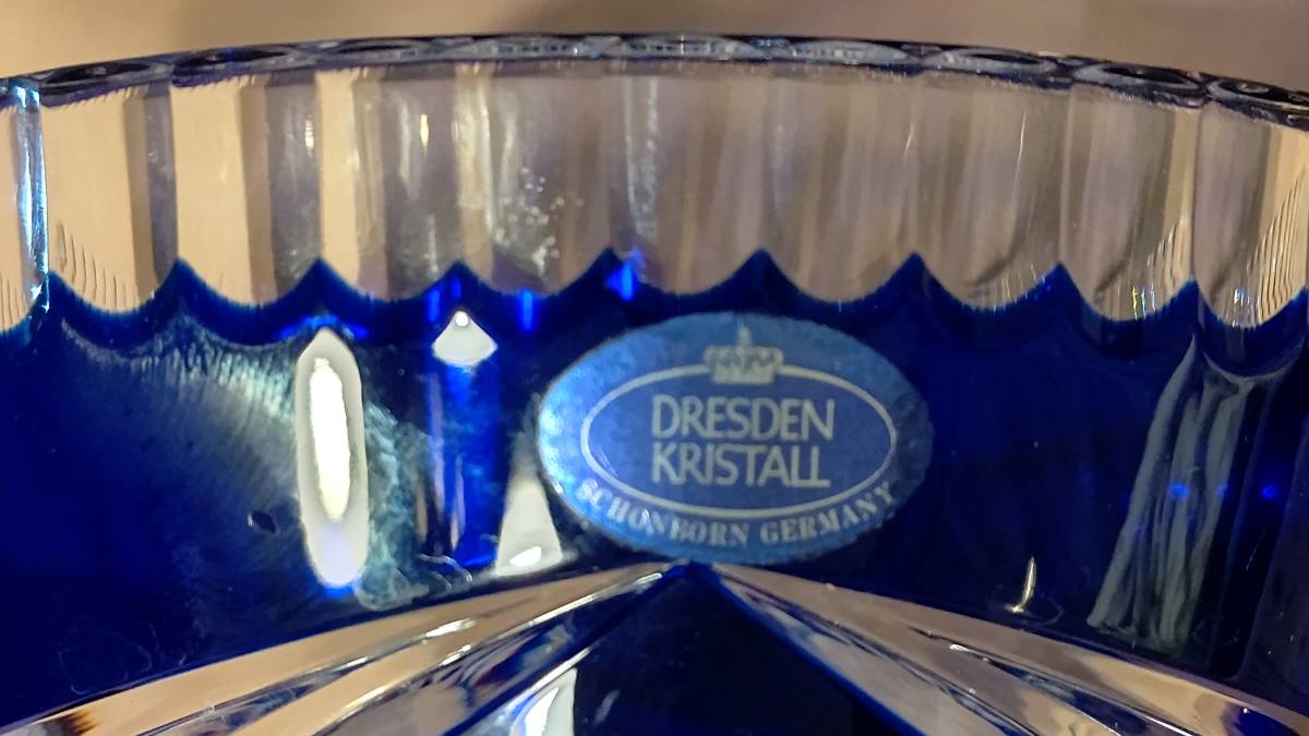 ドイツ製 DRESDEN KRISTALL ドレスデン クリスタル 青色 切子 ドイツ製 DRESDEN KRISTALL ドレスデン クリスタル 青色 切子