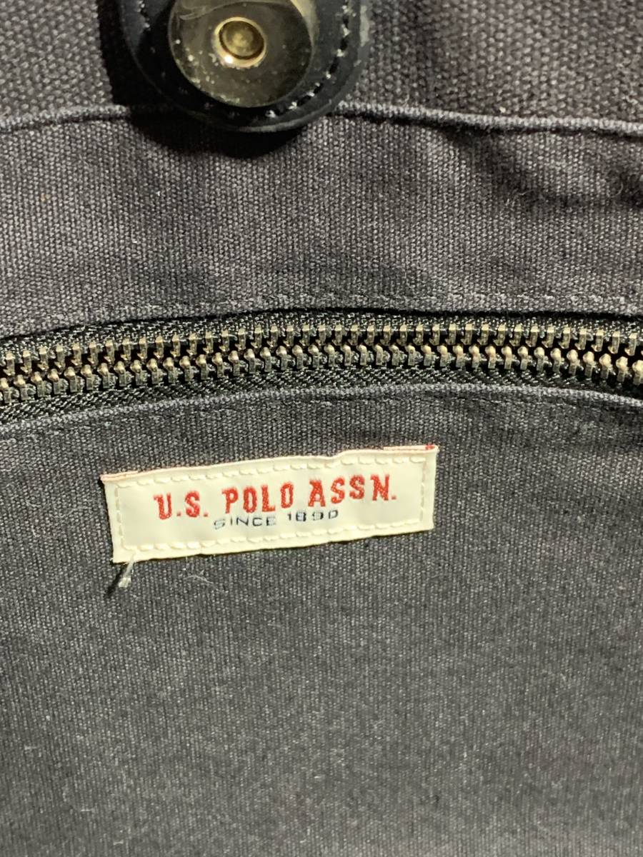 ★格安出品！！ U.S POLO ASSN ユーエス ポロ 帆布 ロゴ 刺繍 トートバック ブラック 黒 ハンドバック 鞄 バック ヴィンテージ_画像8