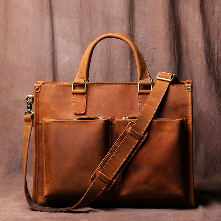 【大注目】 品質保証 トートバッグ 鞄ハンドバッグ ビジネスバッグ メンズ 手縫い 手作り leather horse Crazy ハンドバッグ