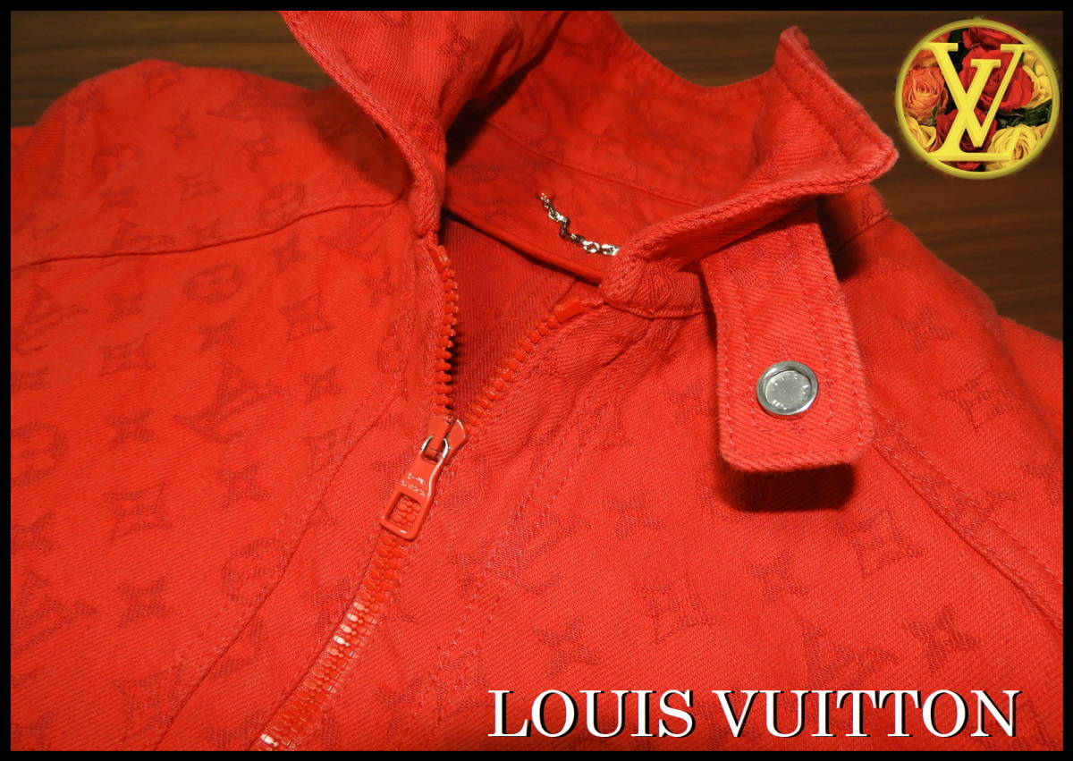 【楽天最安値に挑戦】 LOUIS VUITTON モノグラム ジャケット デニム ジャガード ルイヴィトン レッド 赤 ジップアップ メンズ