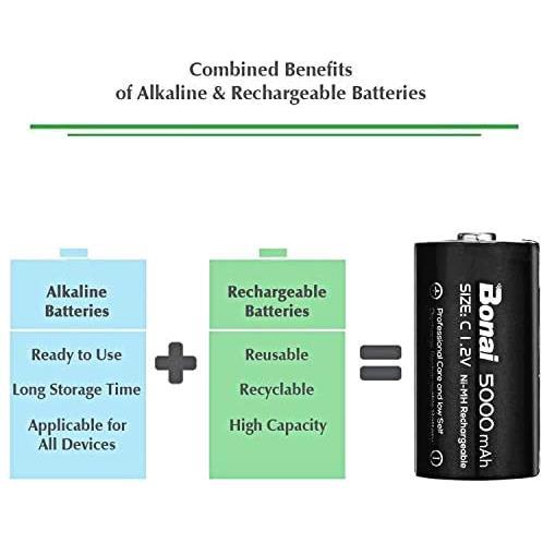 4Ccells BONAI 単2形充電池 高容量 5000mAh 充電式ニッケル水素電池 単一電池 充電式電池 4本入り 単二充電池セット 液漏れ防止_画像3