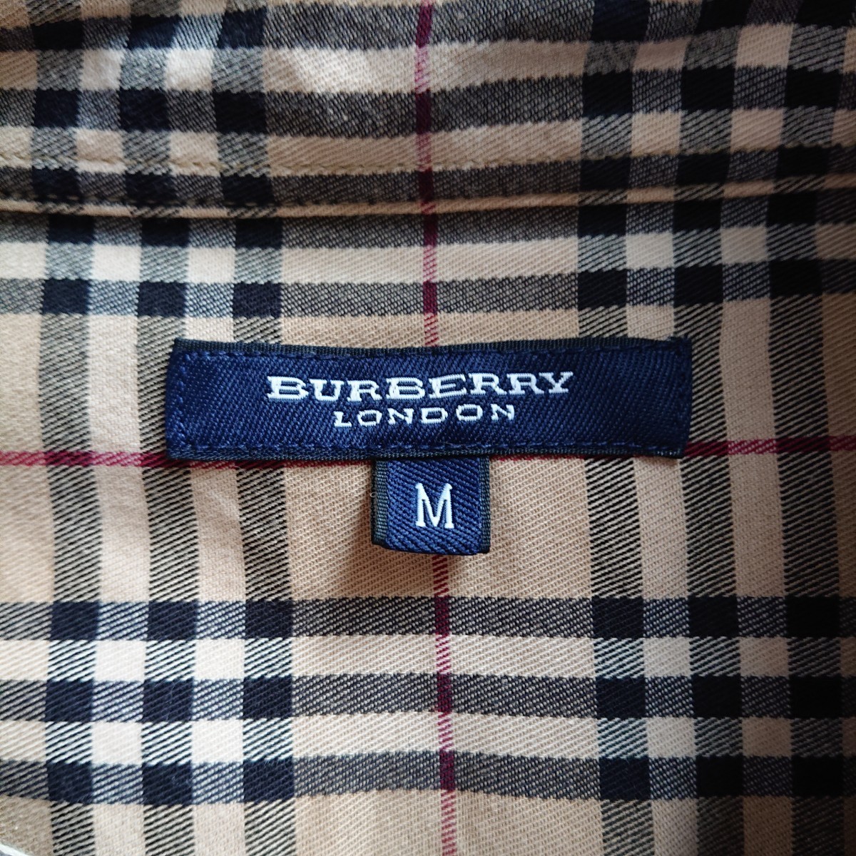 BURBERRY 定番ノバチェック ベージュアイコン刺繍入りBD半袖シャツ M