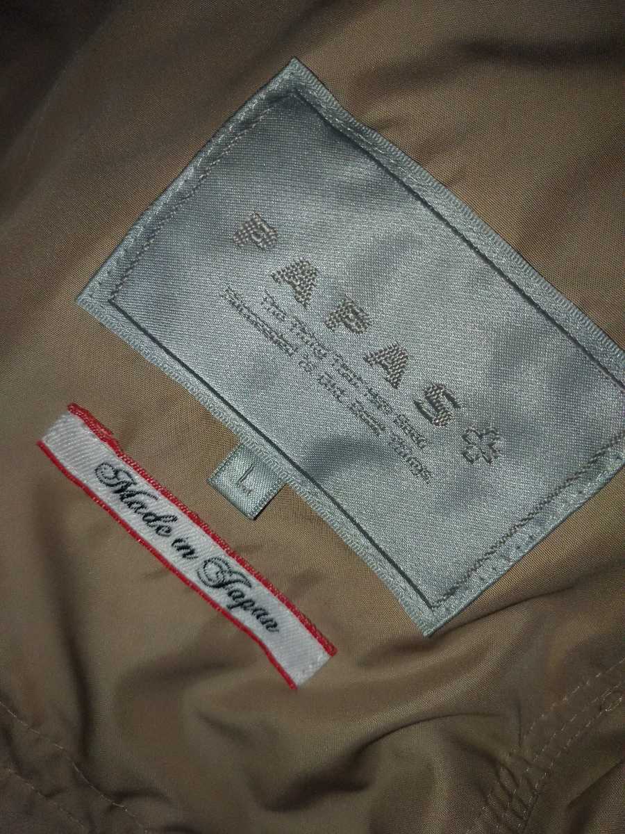 Papas パパス+ プラス 刺繍ロゴ ナイロンジャケット スプリングコート 春秋/メンズ/Lサイズ/ベージュ/日本製の画像7