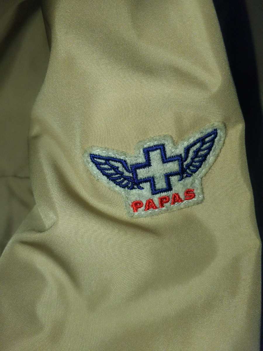 Papas パパス+ プラス 刺繍ロゴ ナイロンジャケット スプリングコート 春秋/メンズ/Lサイズ/ベージュ/日本製の画像9