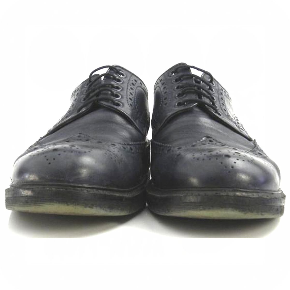 イタリア製 本革紳士靴 ビジネスシューズ ウイングチップ クレープソール pagani パガーニ 大塚製靴 本州送料無料 USED 41/25cm 紺 S4913_画像5