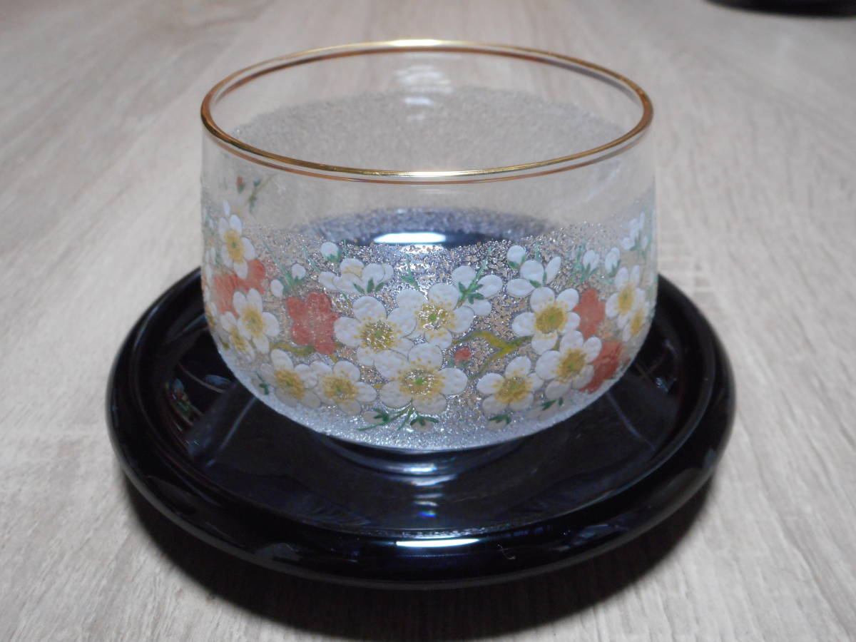 緑茶 冷茶グラス 5客セット 茶托付き 日本の雅 飛鳥 レトロ【未使用品】の画像4