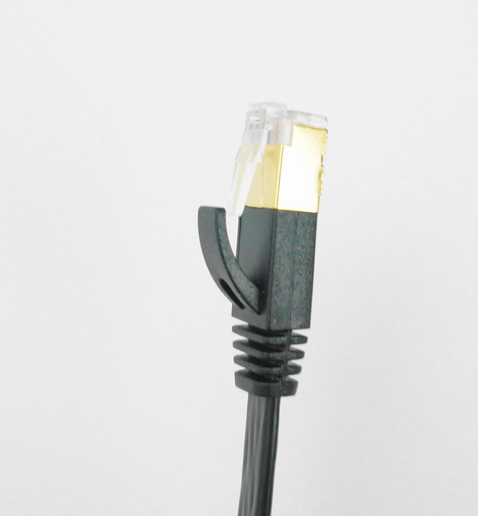 LANケーブル CAT7 0.5m カラー：黒 フラット 10ギガ対応 シールドケーブル 薄型 金メッキ コネクタ ツメ折れ防止_画像5