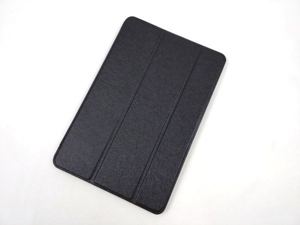 iPad mini4用 カバー PUレザー+ハードケース ブラック 薄型 三つ折り スタンド_画像1