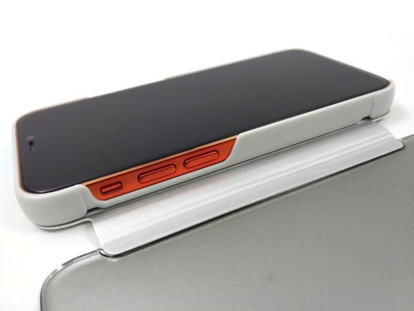 iPhone 12 mini用 鏡面 手帳型ミラーフリップケース カバー 半透明 シルバー_画像7