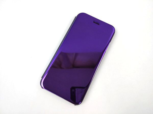iPhone7/8 鏡面 手帳型ミラーフリップケース カバー 半透明 ネイビー_画像1