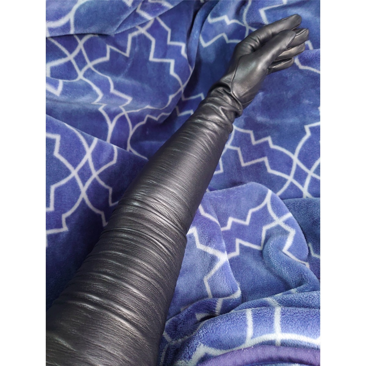 AMOMENTOロング手袋 高級 本革 ストレッチ 75cm キッドスキン レザー ロンググローブ