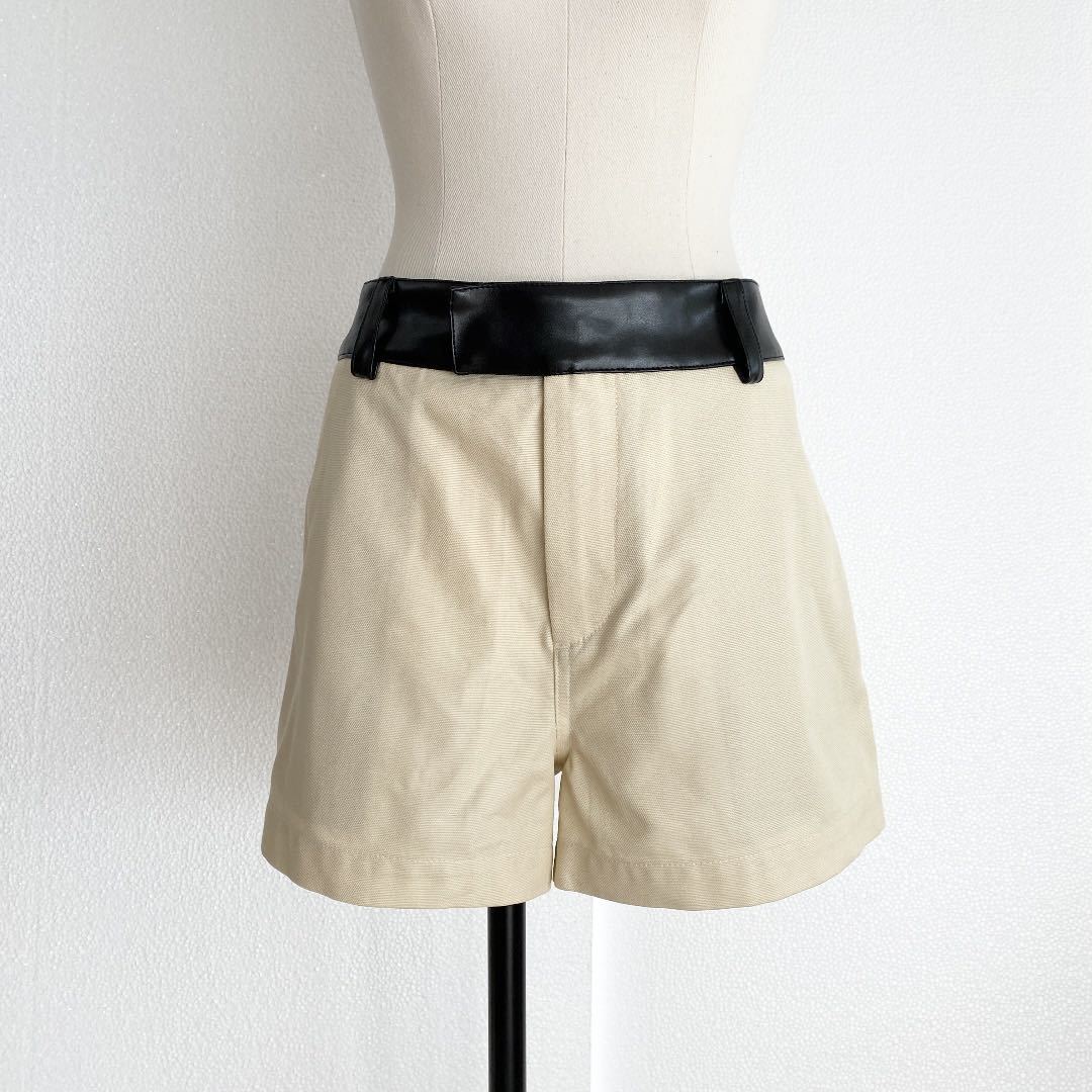 PLAN C プランシー ショートパンツ ベージュ×ブラック Sサイズ www
