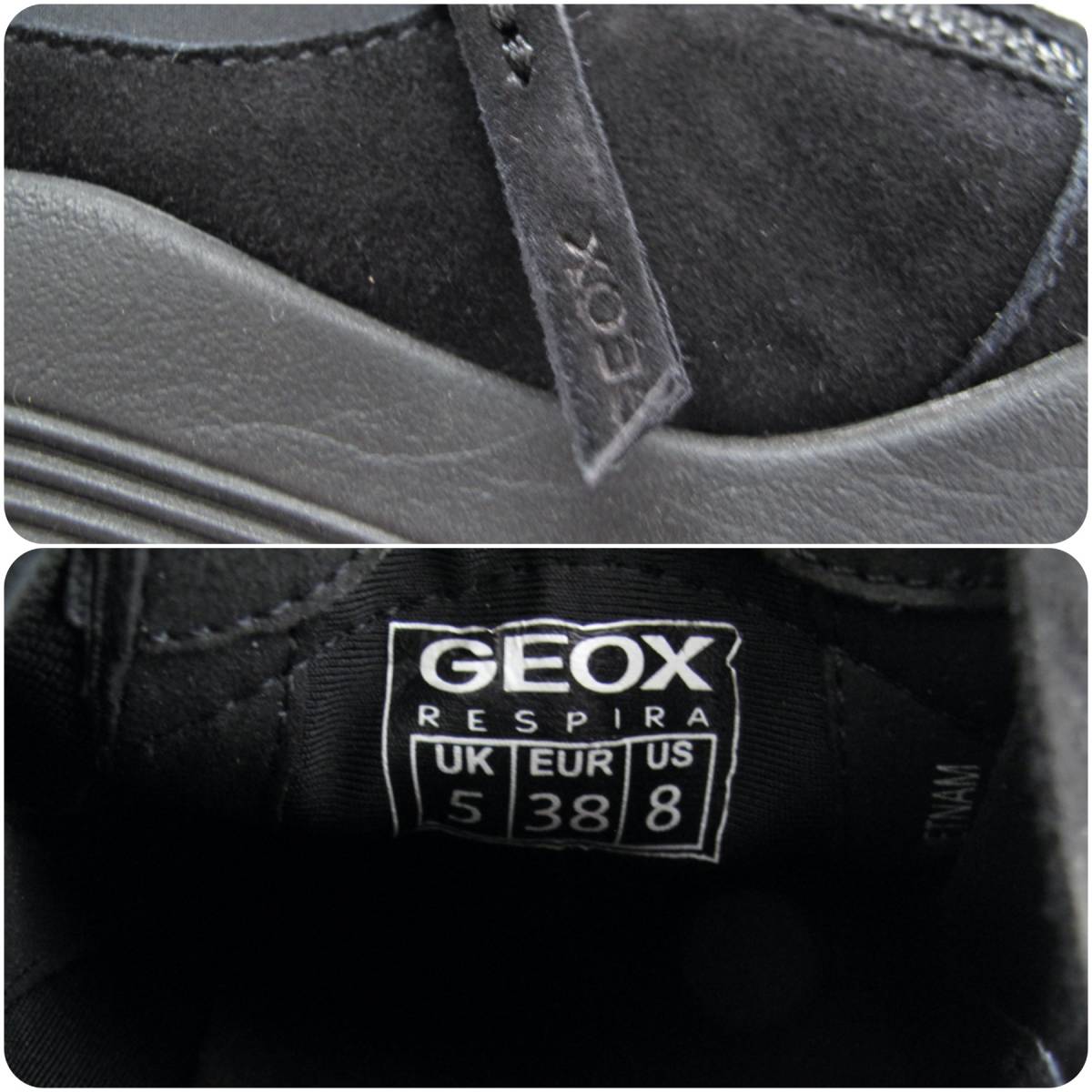 **美品 GEOX ジェオックス スウェード スニーカー 黒 ジップアップ レディース UK5 US8 EUR38 日本24.5〜25.0cm_画像8