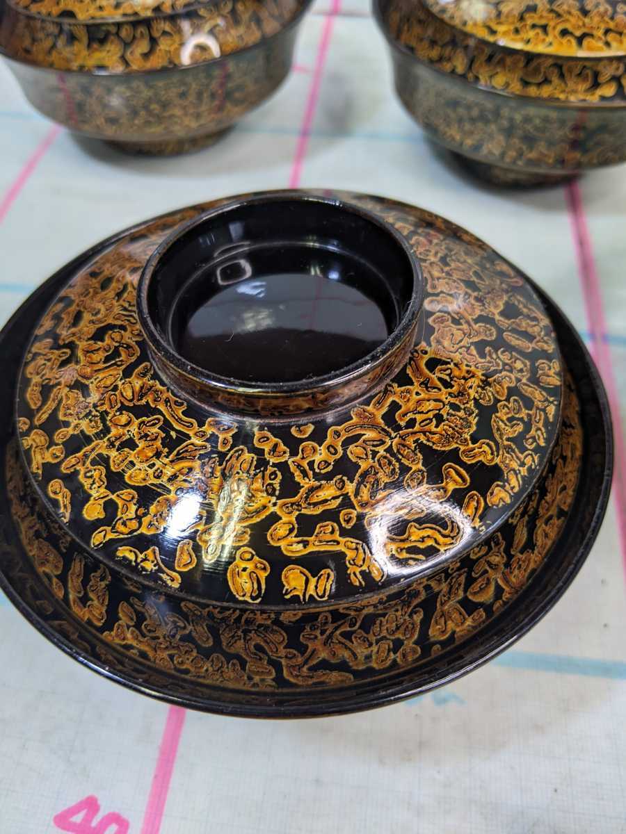 会津漆塗り金虫仕立て 香合、お茶道具-
