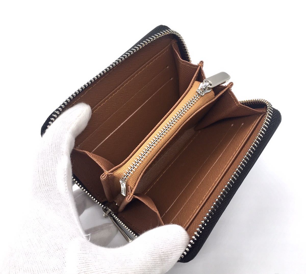 ミニ財布 コインケース カードケース 小銭入れ メンズ レディース 黒 茶 ラウンドファスナー レザー財布 コンパクトなのに大容量