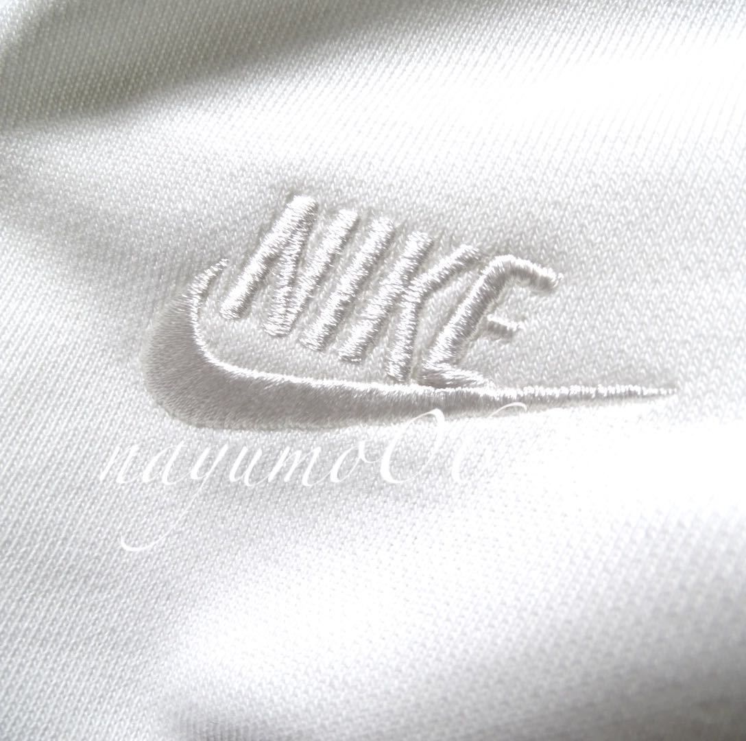 新品 正規品 サイズL NIKE ナイキ 上下 薄手 スウェット セットアップ 白 ホワイト パーカー ハーフパンツ 黒 ブラック ロゴプリント 刺繍_画像9
