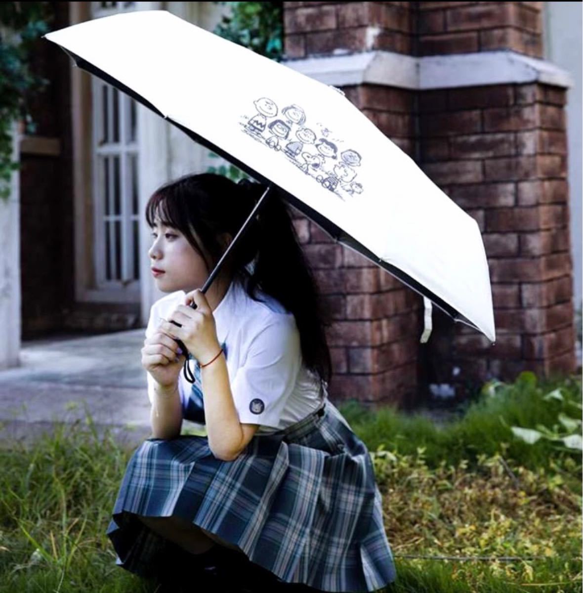 ファッションデザイナー 新品未使用品 日傘 コンパクト 白 晴雨兼用