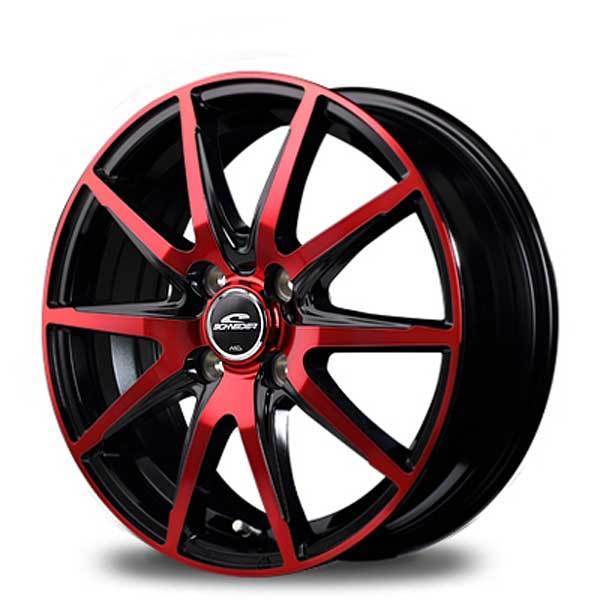 SCHNEIDER/DR-02 タント/タントカスタム LA650S/LA660S ホイール4本セット【15×4.5J 4-100 INSET45 ブラックポリッシュ＋レッドクリア】_画像2