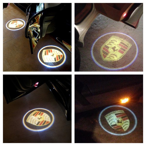 Porsche ポルシェ LED ロゴ プロジェクター ドア カーテシ ランプ カイエン 2011～2018 958/981/982/991 ドア ロゴ ライト Cayenne マーク_画像1