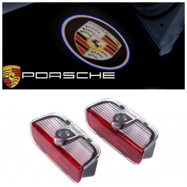 Porsche ポルシェ LED ロゴ プロジェクター ドア カーテシ ランプ カイエン 2011～2018 958/981/982/991 ドア ロゴ ライト Cayenne マーク_画像1