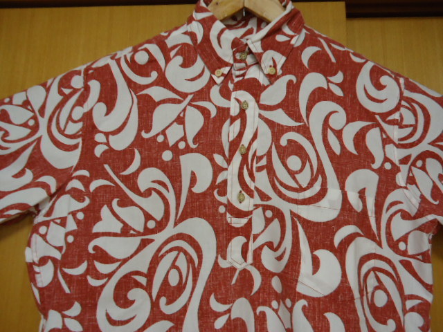 即決　ハワイ　reyn spooner　レインスプーナー　アロハシャツ　赤茶色　柄物　Ｓ32_画像1