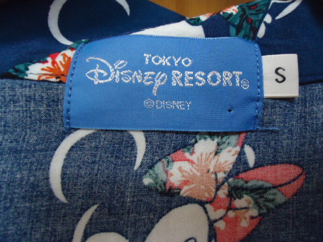  prompt decision TDL Tokyo Disney resort aloha shirt navy blue color Minnie Mouse pattern S rayon material 